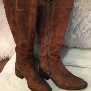 Born distressed knee high suede western style boots 7